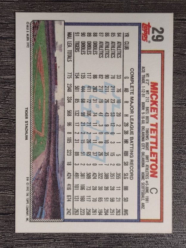 1992 Topps #29 Mickey Tettleton
