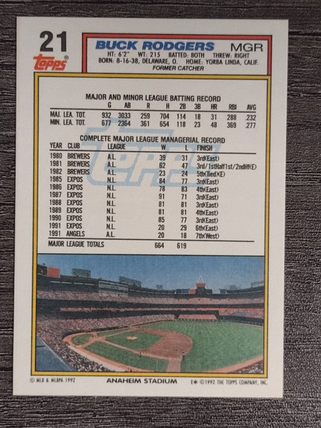 1992 Topps #21 Buck Rodgers MG
