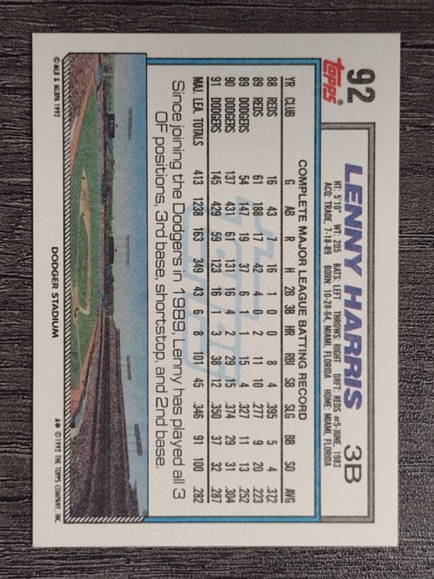 1992 Topps #92 Lenny Harris