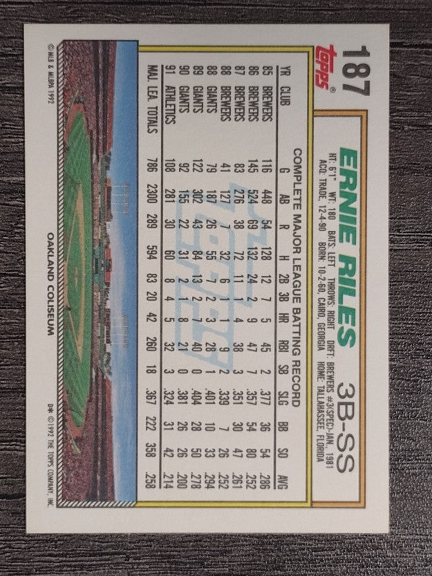 1992 Topps #187 Ernie Riles