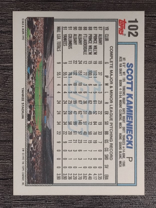 1992 Topps #102 Scott Kamieniecki