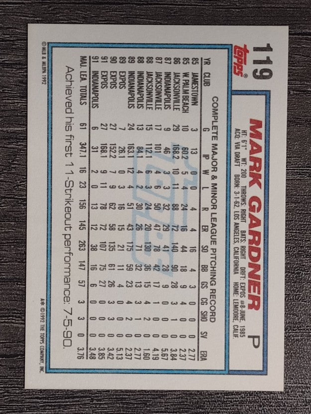 1992 Topps #119 Mark Gardner