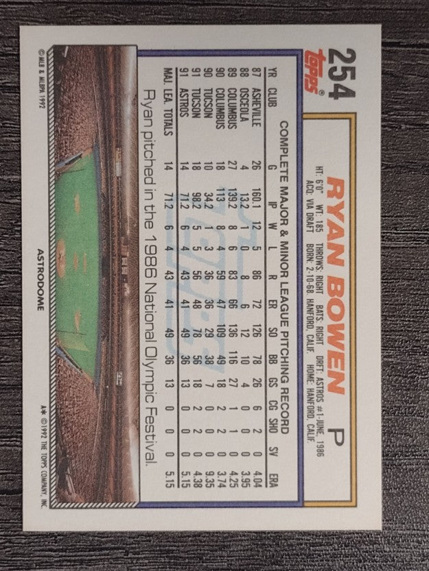 1992 Topps #254 Ryan Bowen