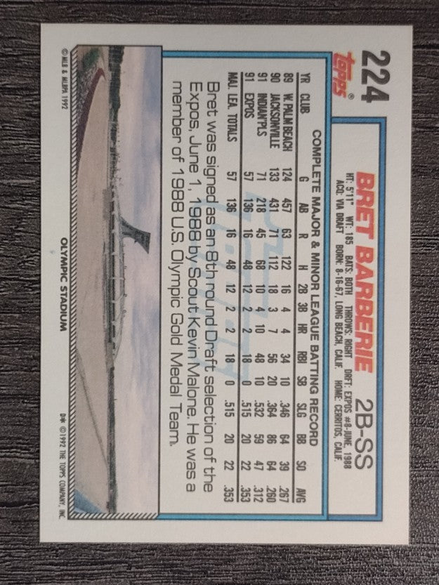 1992 Topps #224 Bret Barberie