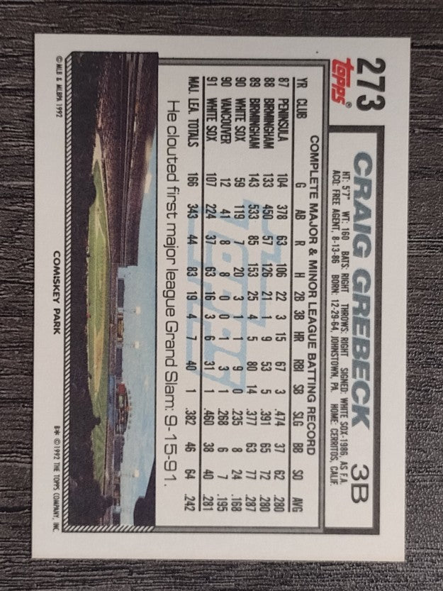 1992 Topps #273 Craig Grebeck