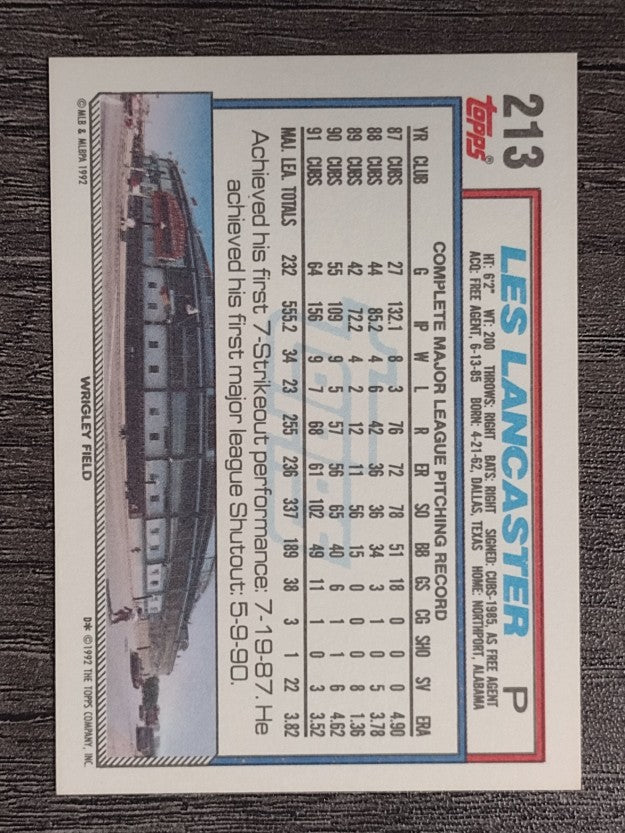 1992 Topps #213 Les Lancaster