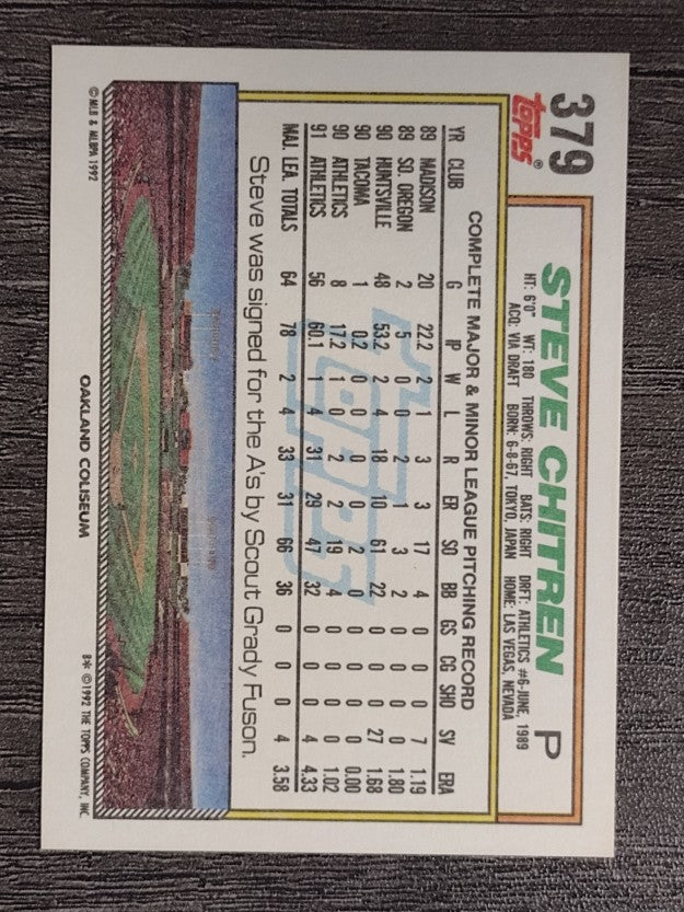 1992 Topps #379 Steve Chitren