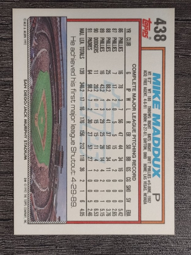 1992 Topps #438 Mike Maddux