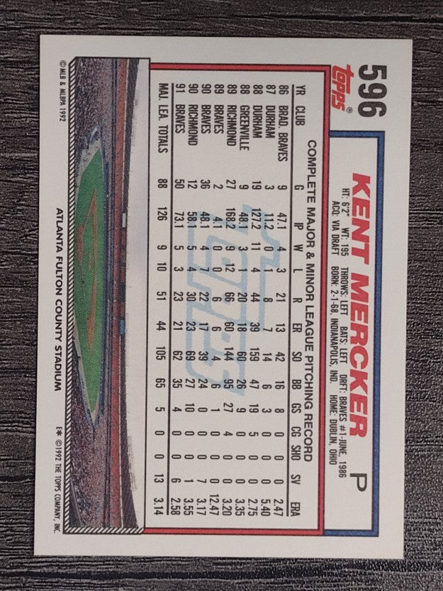 1992 Topps #596 Kent Mercker
