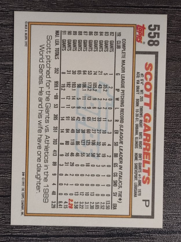 1992 Topps #558 Scott Garrelts