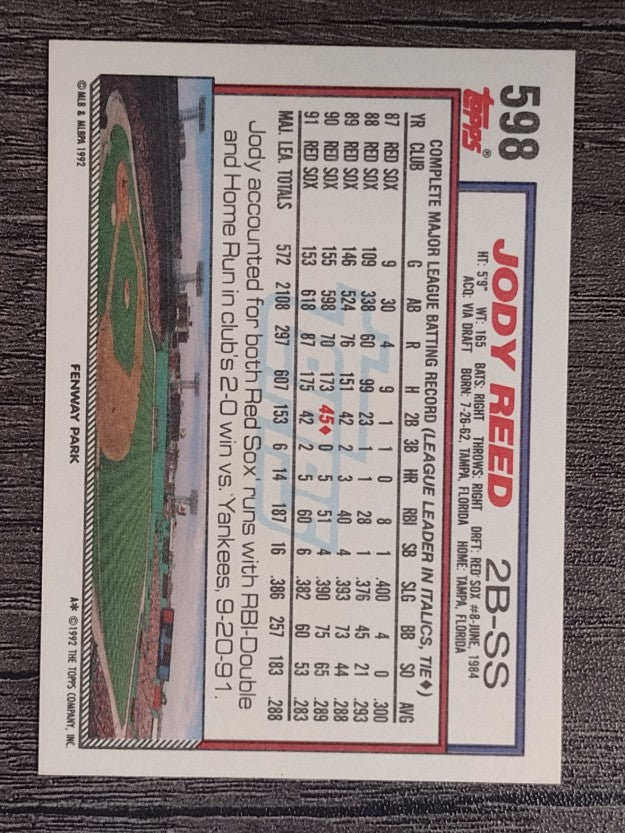 1992 Topps #598 Jody Reed