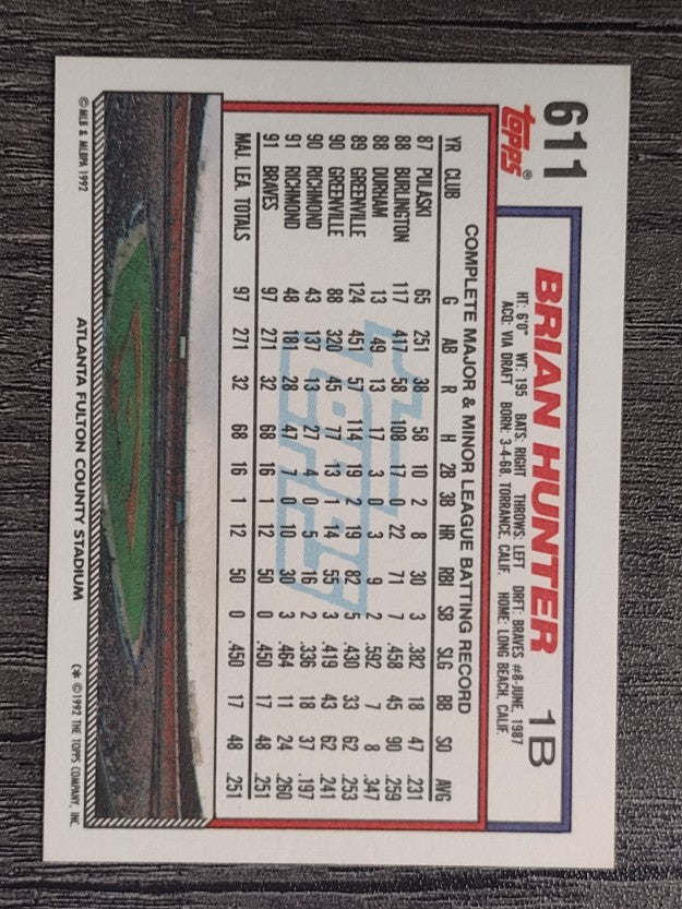 1992 Topps #611 Brian Hunter