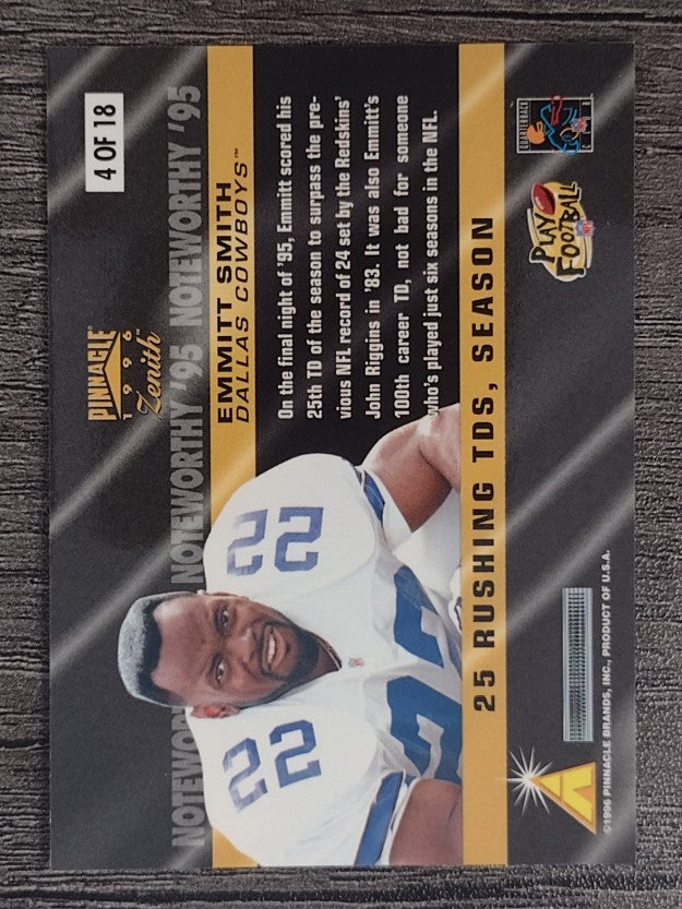 1996 Zenith Noteworthy '95 #4 Emmitt Smith