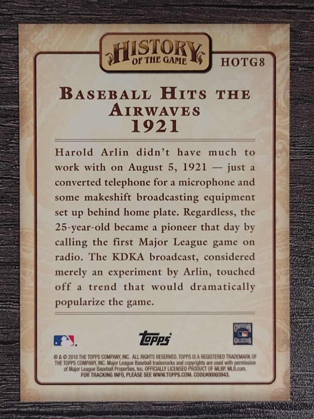 2010 Topps History of the Game #HOG8 Baseball hits the Airwaves