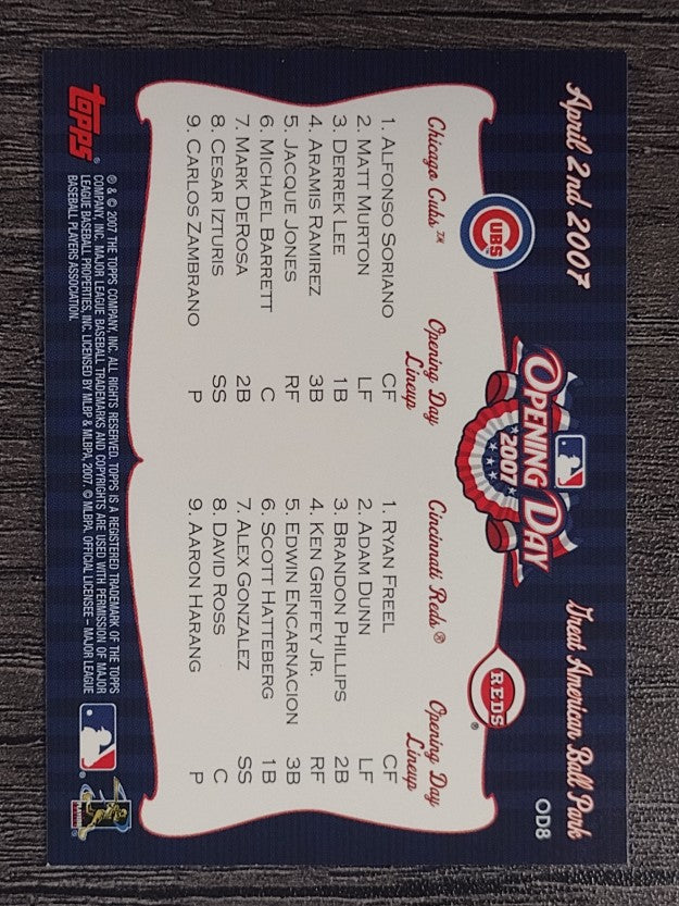 2007 Topps Opening Day Team vs. Team #OD8 Chicago Cubs/Cincinnati Reds