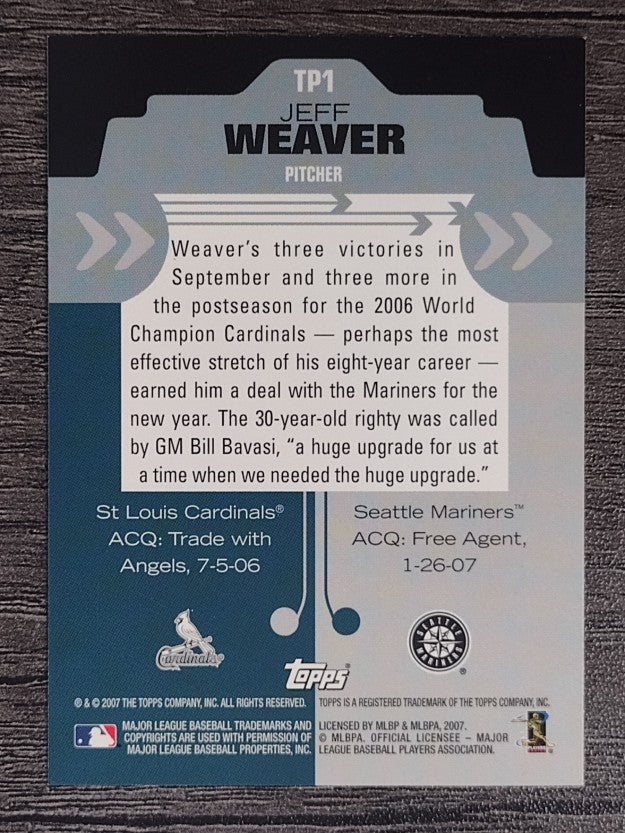 2007 Topps Trading Places #TP1 Jeff Weaver
