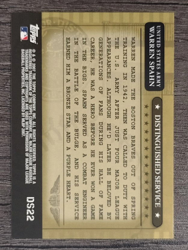 2007 Topps Distinguished Service #DS22 Warren Spahn