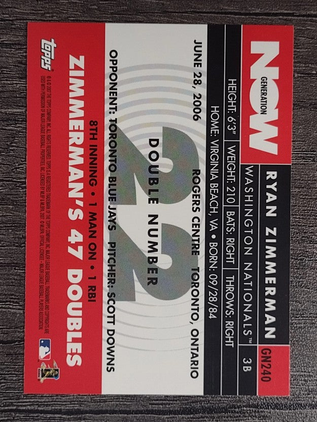 2007 Topps Generation Now #GN240 Ryan Zimmerman