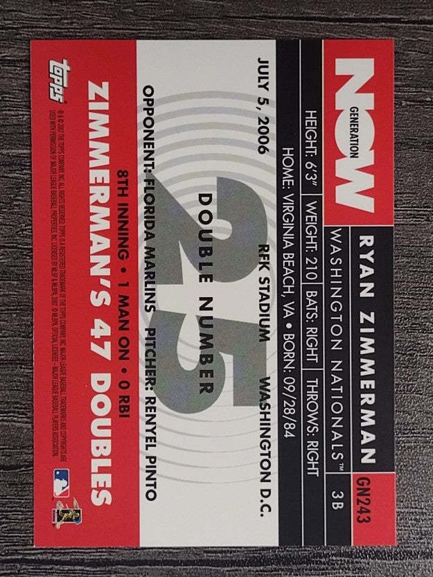 2007 Topps Generation Now #GN243 Ryan Zimmerman