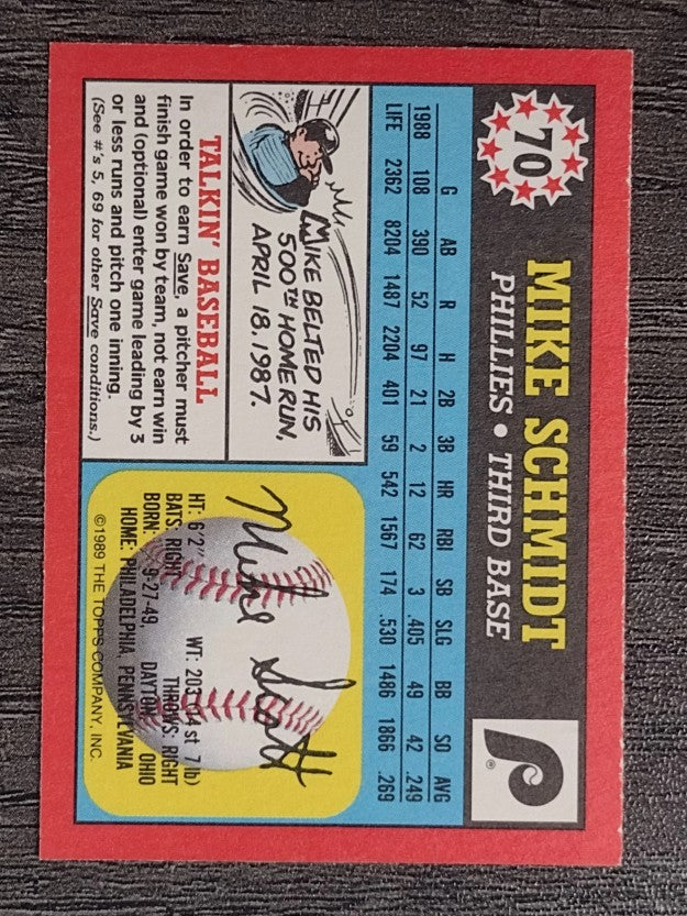 1989 Topps UK Minis #70 Mike Schmidt