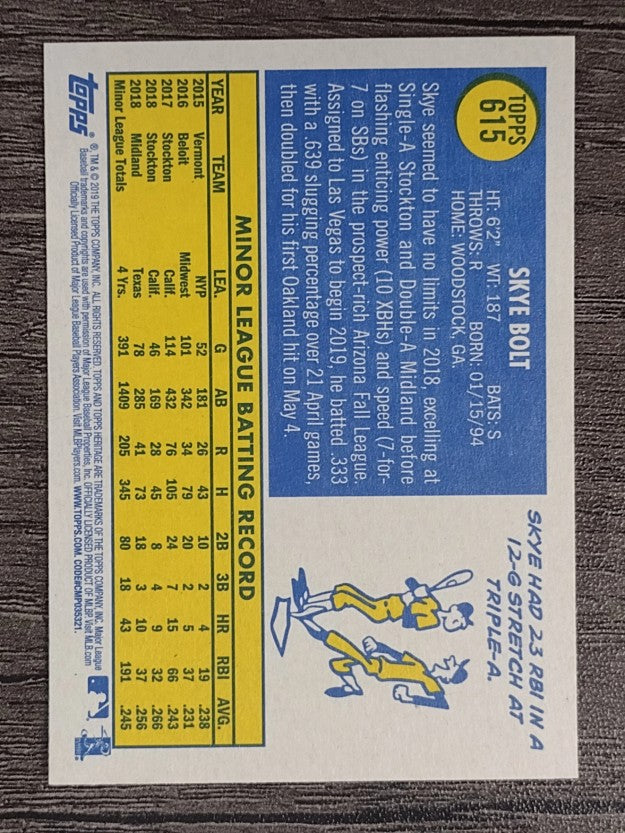 2019 Topps Heritage #615 Skye Bolt RC