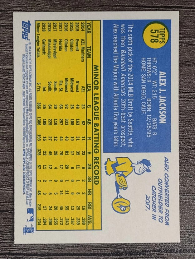 2019 Topps Heritage #578 Alex Jackson RC