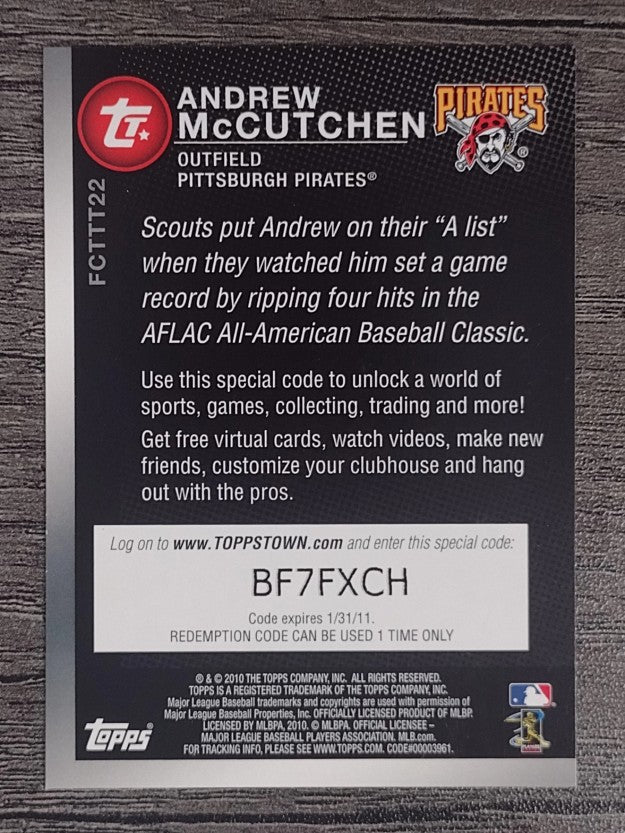 2010 Topps Topps Town Gold #TTT22 Andrew McCutchen