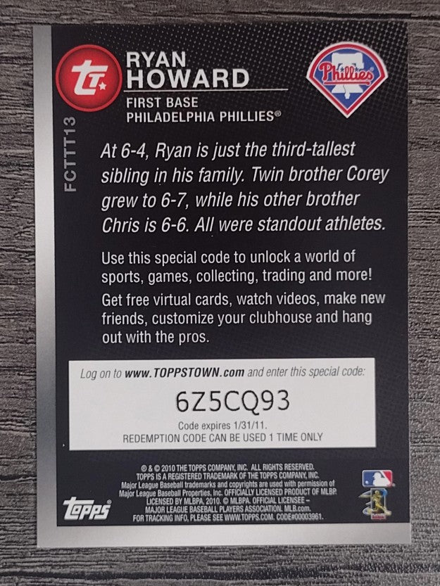 2010 Topps Topps Town Gold #TTT13 Ryan Howard