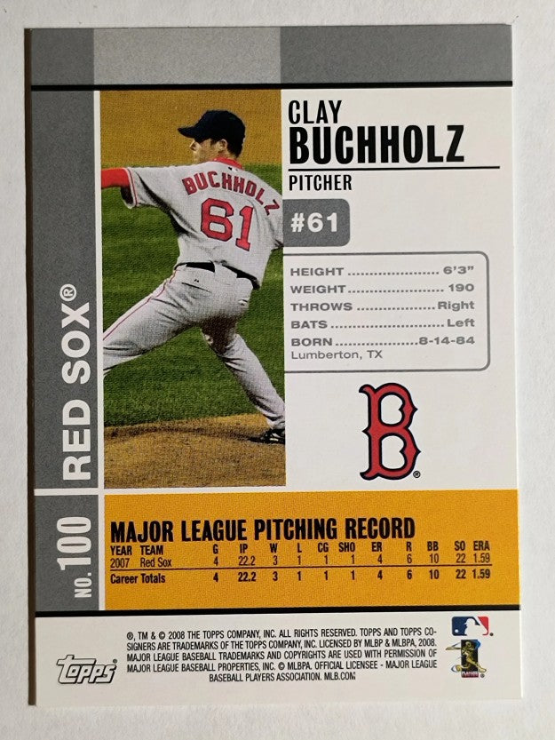 2008 Topps Co-Signers #100a Clay Buchholz