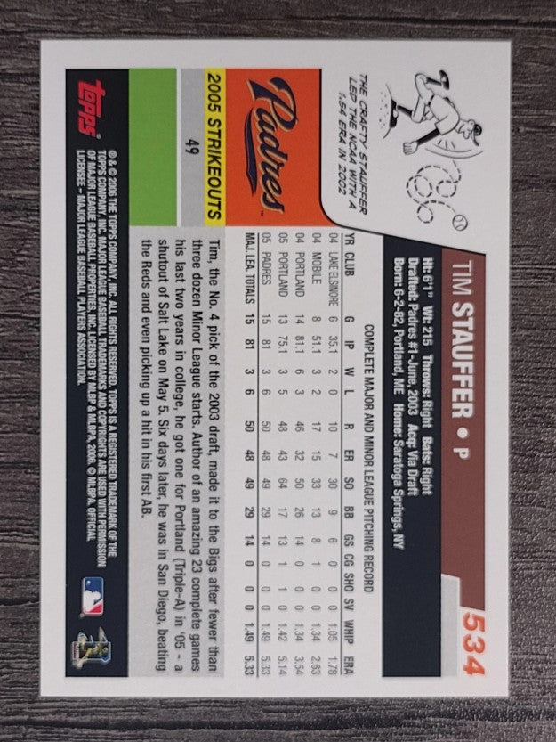 2006 Topps #534 Tim Stauffer