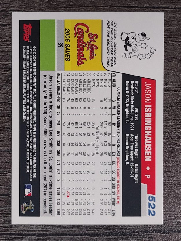 2006 Topps #522 Jason Isringhausen