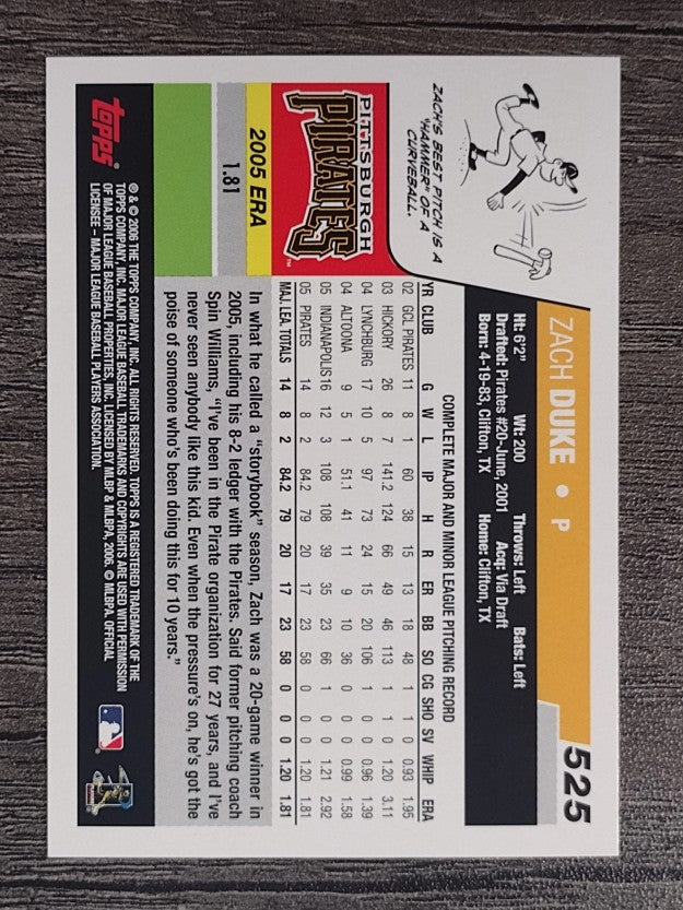 2006 Topps #525 Zach Duke
