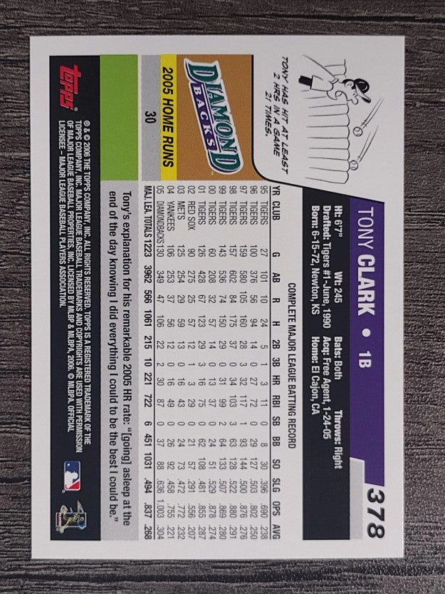 2006 Topps #378 Tony Clark