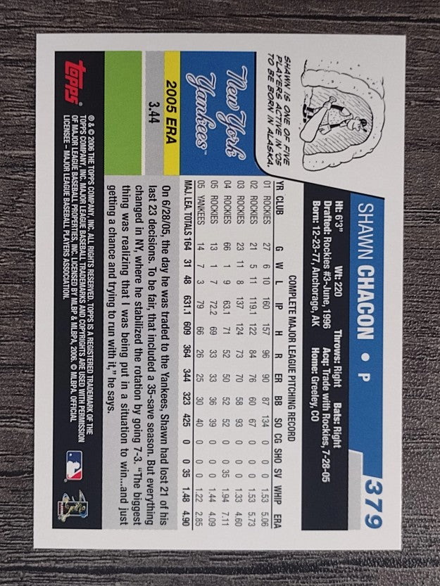 2006 Topps #379 Shawn Chacon