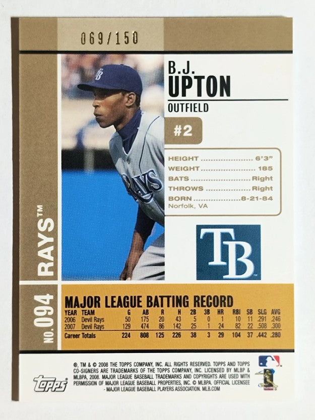 2008 Topps Co-Signers Silver Gold #94a B.J. Upton