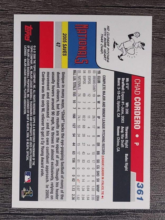 2006 Topps #361 Chad Cordero