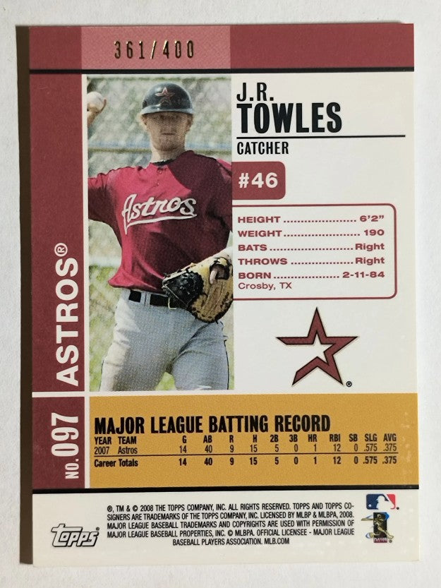 2008 Topps Co-Signers Silver Red #97a J.R. Towles
