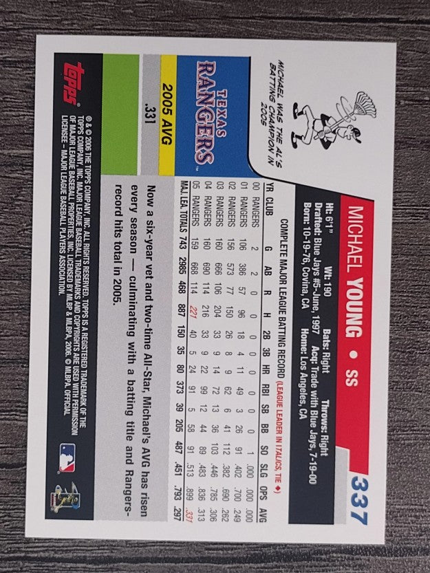 2006 Topps #337 Michael Young