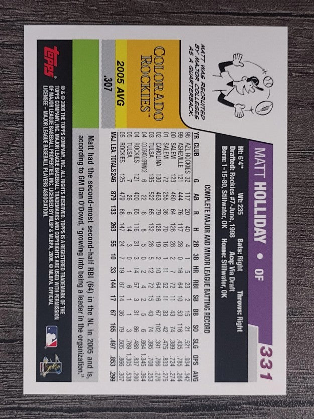 2006 Topps #331 Matt Holliday