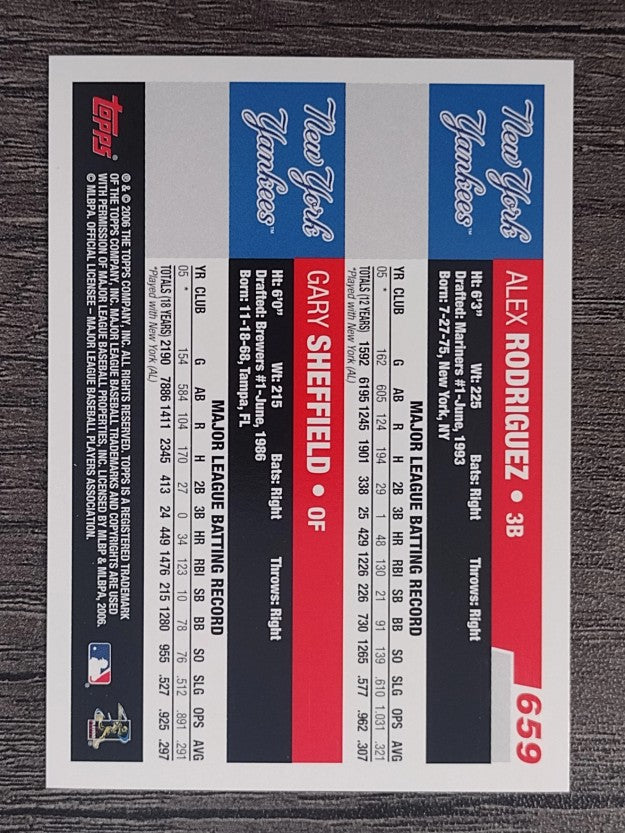 2006 Topps #659 Alex Rodriguez/Gary Sheffield