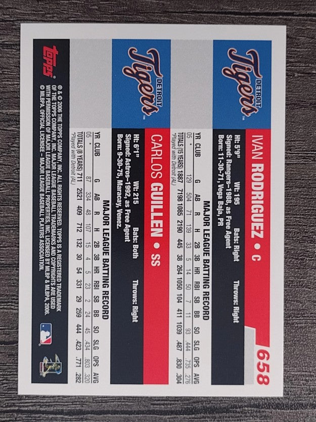 2006 Topps #658 Ivan Rodriguez/Carlos Guillen