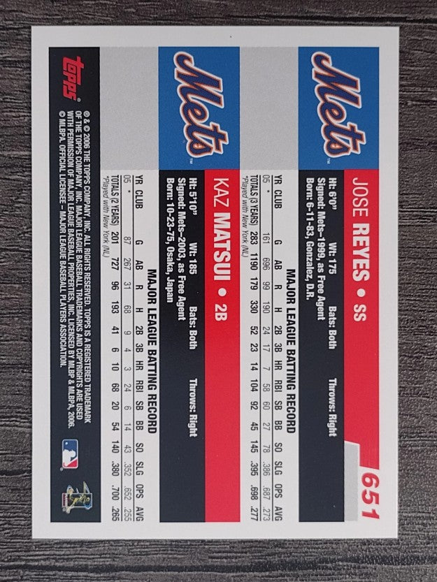 2006 Topps #651 Jose Reyes/Kazuo Matsui