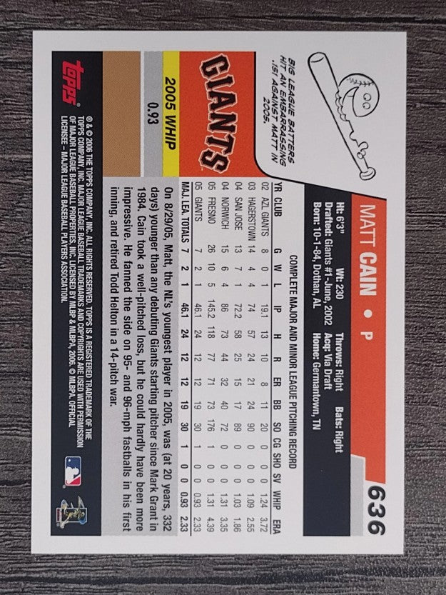 2006 Topps #636 Matt Cain