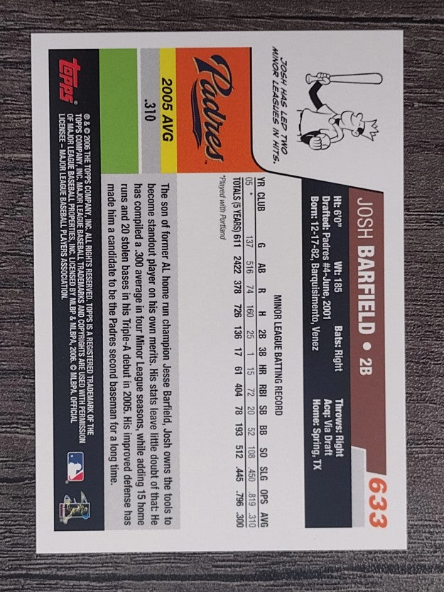 2006 Topps #633 Josh Barfield