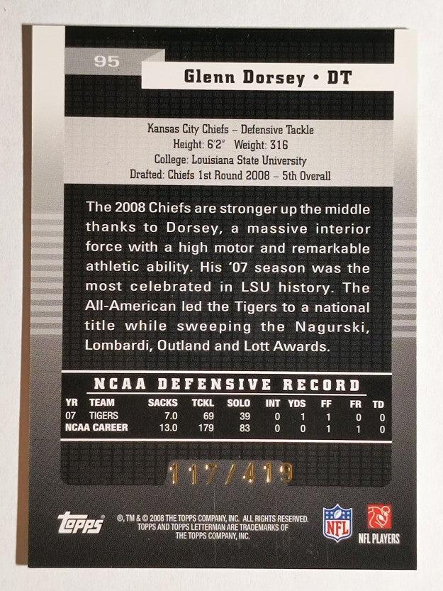 2008 Topps Letterman #95 Glenn Dorsey RC