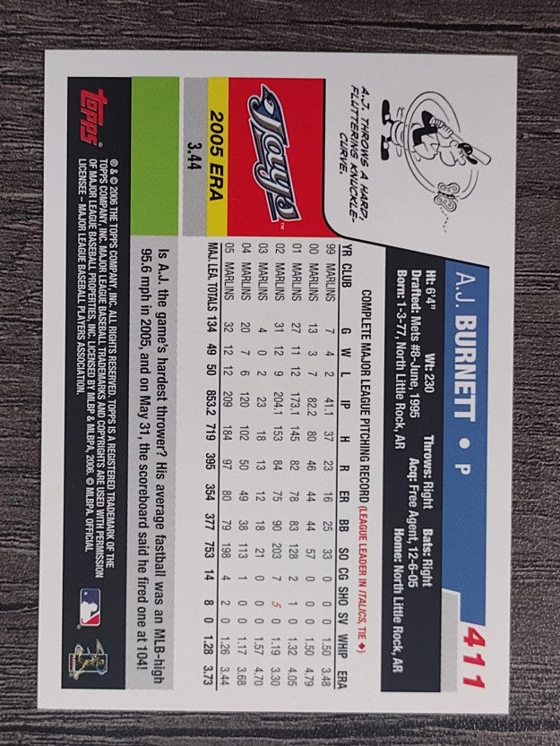 2006 Topps #411 A.J. Burnett