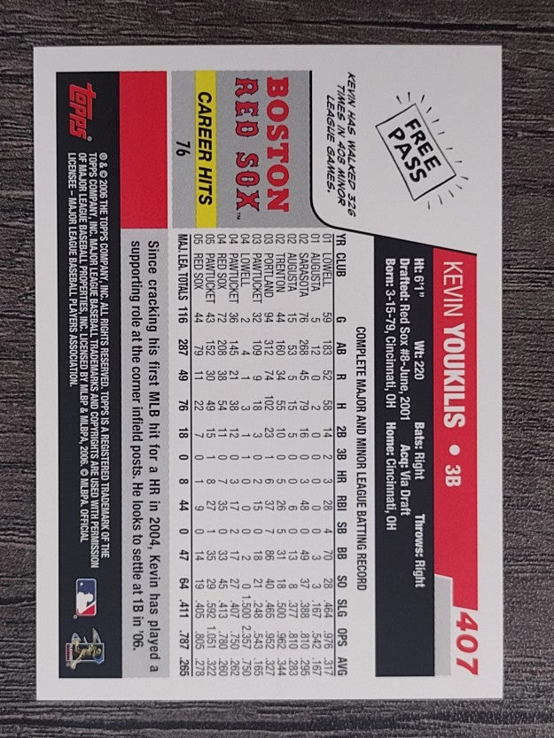 2006 Topps #407 Kevin Youkilis