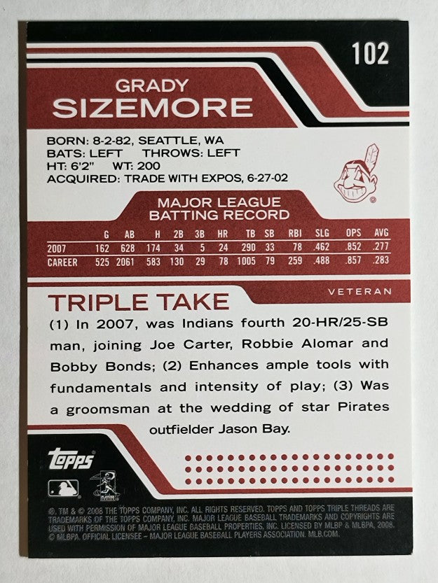 2008 Topps Triple Threads #102 Grady Sizemore