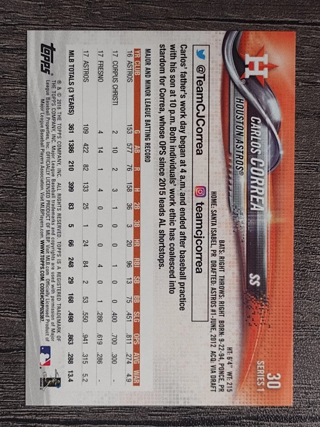 2018 Topps #30 Carlos Correa