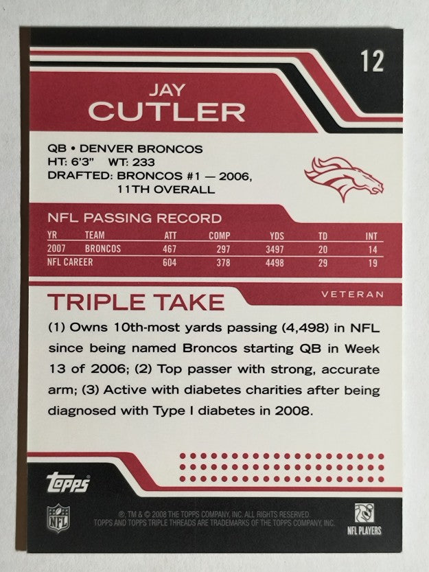 2008 Topps Triple Threads #12 Jay Cutler